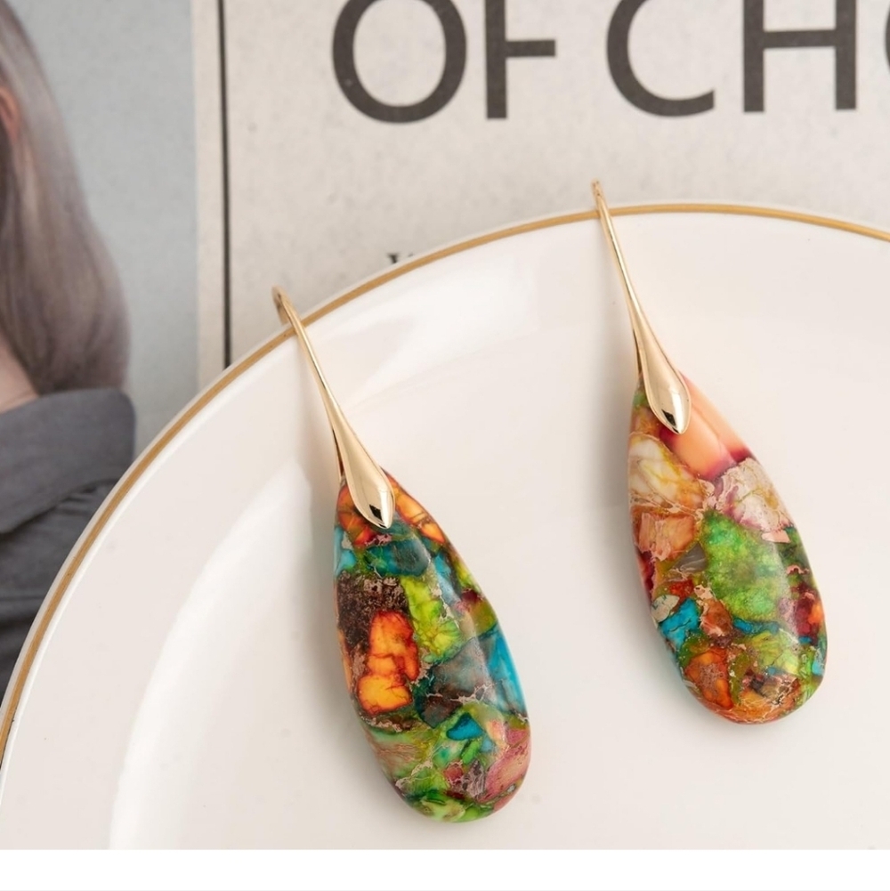Colorful Teardrop Earrings - Picture 4 of 7